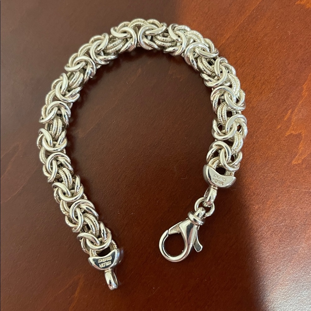 * Price Firm* Sterling Silver Byzantine Bracelet 7” - Picture 5 of 14